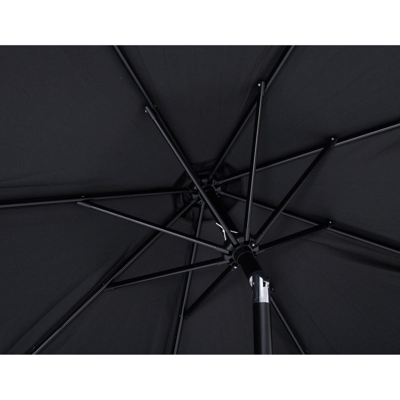 Meridian Amalfi Black Fabric With Cream Piping / Matte Black Aluminum Patio Umbrella with Base Sets IMAGE 14