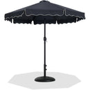 Meridian Amalfi Black Fabric With Cream Piping / Matte Black Aluminum Patio Umbrella with Base Sets IMAGE 1