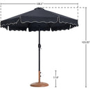 Meridian Amalfi Black Fabric With Cream Piping / Teak Aluminum Patio Umbrella with Base Sets IMAGE 16