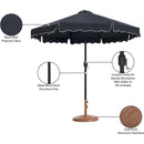 Meridian Amalfi Black Fabric With Cream Piping / Teak Aluminum Patio Umbrella with Base Sets IMAGE 17