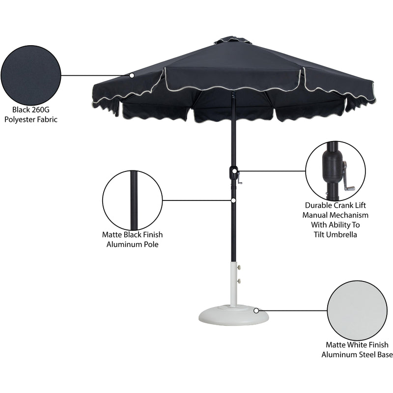Meridian Amalfi Black Fabric With Cream Piping / Matte White Aluminum Patio Umbrella with Base Sets IMAGE 17