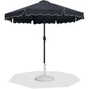 Meridian Amalfi Black Fabric With Cream Piping / Matte White Aluminum Patio Umbrella with Base Sets IMAGE 1