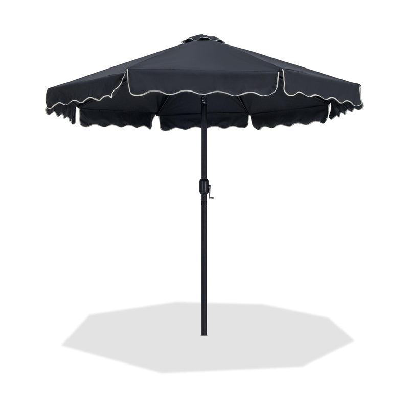 Meridian Amalfi Black With Cream Piping Fabric Patio Umbrellas IMAGE 1