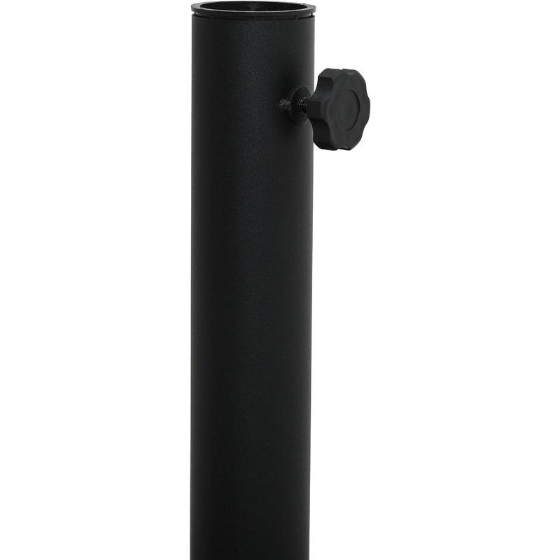 Meridian Amalfi White Fabric With Black Piping / Matte Black Aluminum Patio Umbrella with Base Sets IMAGE 11