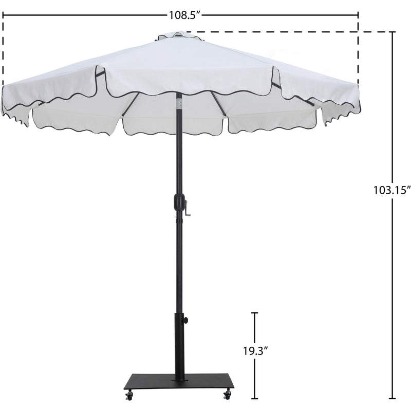 Meridian Amalfi White Fabric With Black Piping / Matte Black Aluminum Patio Umbrella with Base Sets IMAGE 18