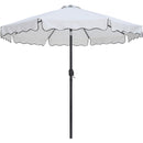 Meridian Amalfi White Fabric With Black Piping / Matte Black Aluminum Patio Umbrella with Base Sets IMAGE 3