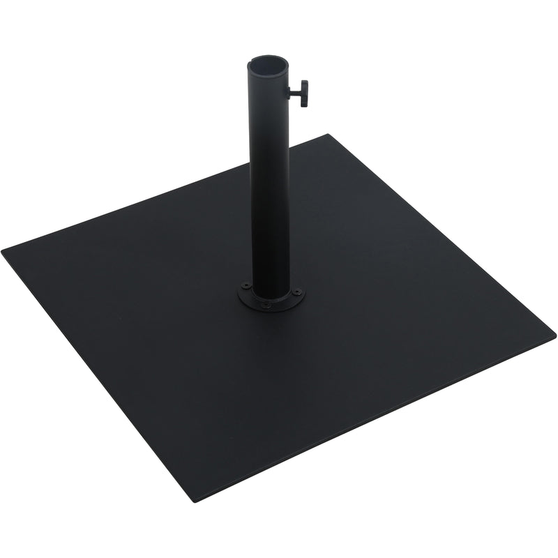 Meridian Amalfi White Fabric With Black Piping / Matte Black Aluminum Patio Umbrella with Base Sets IMAGE 7
