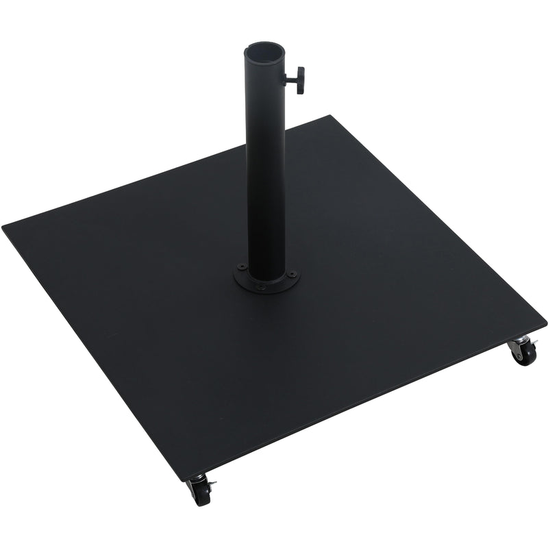 Meridian Amalfi White Fabric With Black Piping / Matte Black Aluminum Patio Umbrella with Base Sets IMAGE 9