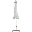 Meridian Amalfi White Fabric With Black Piping / Teak Aluminum Patio Umbrella with Base Sets IMAGE 13