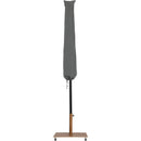 Meridian Amalfi White Fabric With Black Piping / Teak Aluminum Patio Umbrella with Base Sets IMAGE 14