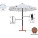 Meridian Amalfi White Fabric With Black Piping / Teak Aluminum Patio Umbrella with Base Sets IMAGE 19