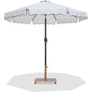 Meridian Amalfi White Fabric With Black Piping / Teak Aluminum Patio Umbrella with Base Sets IMAGE 1