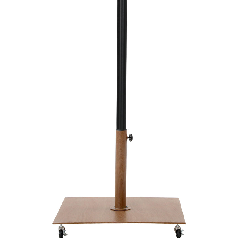 Meridian Amalfi White Fabric With Black Piping / Teak Aluminum Patio Umbrella with Base Sets IMAGE 4