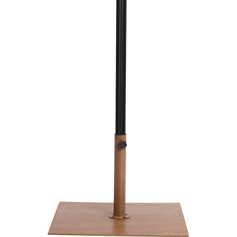 Meridian Amalfi White Fabric With Black Piping / Teak Aluminum Patio Umbrella with Base Sets IMAGE 5