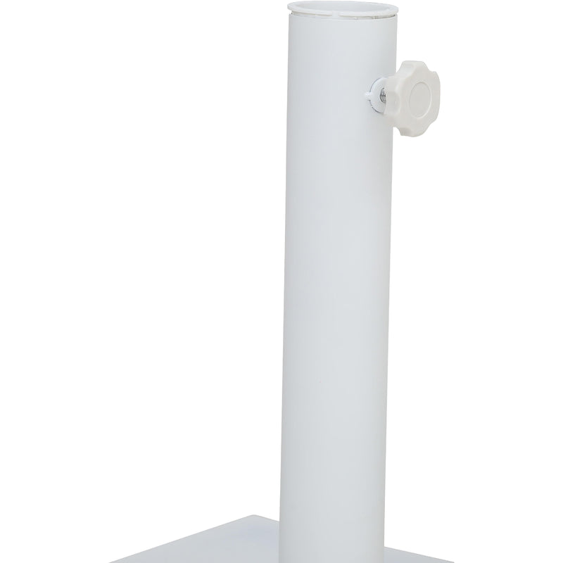 Meridian Amalfi White Fabric With Black Piping / Matte White Aluminum Patio Umbrella with Base Sets IMAGE 11