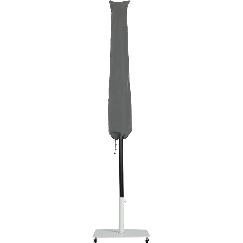 Meridian Amalfi White Fabric With Black Piping / Matte White Aluminum Patio Umbrella with Base Sets IMAGE 14