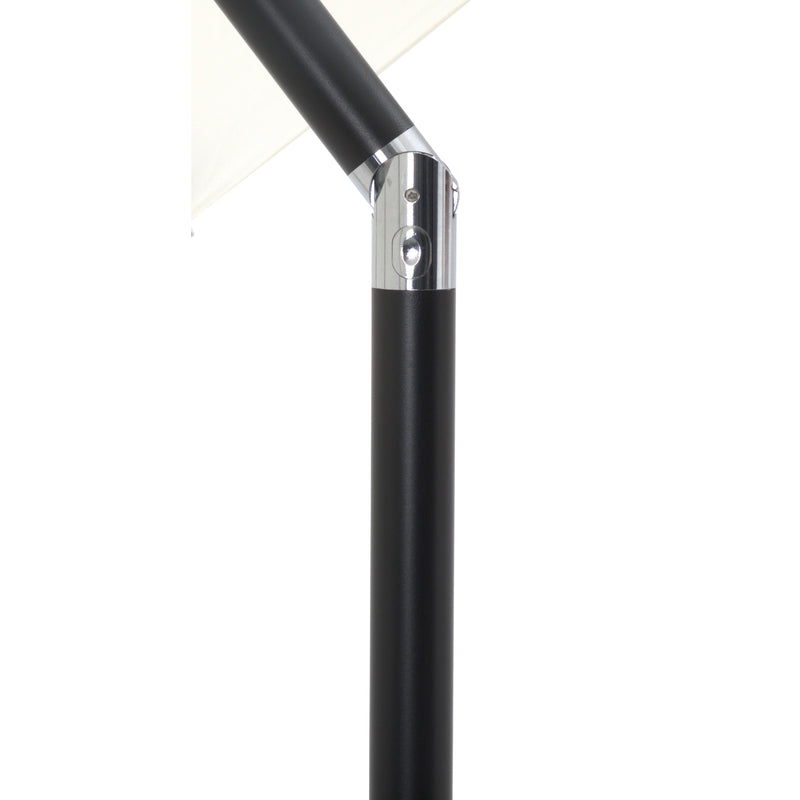 Meridian Amalfi White Fabric With Black Piping / Matte White Aluminum Patio Umbrella with Base Sets IMAGE 15