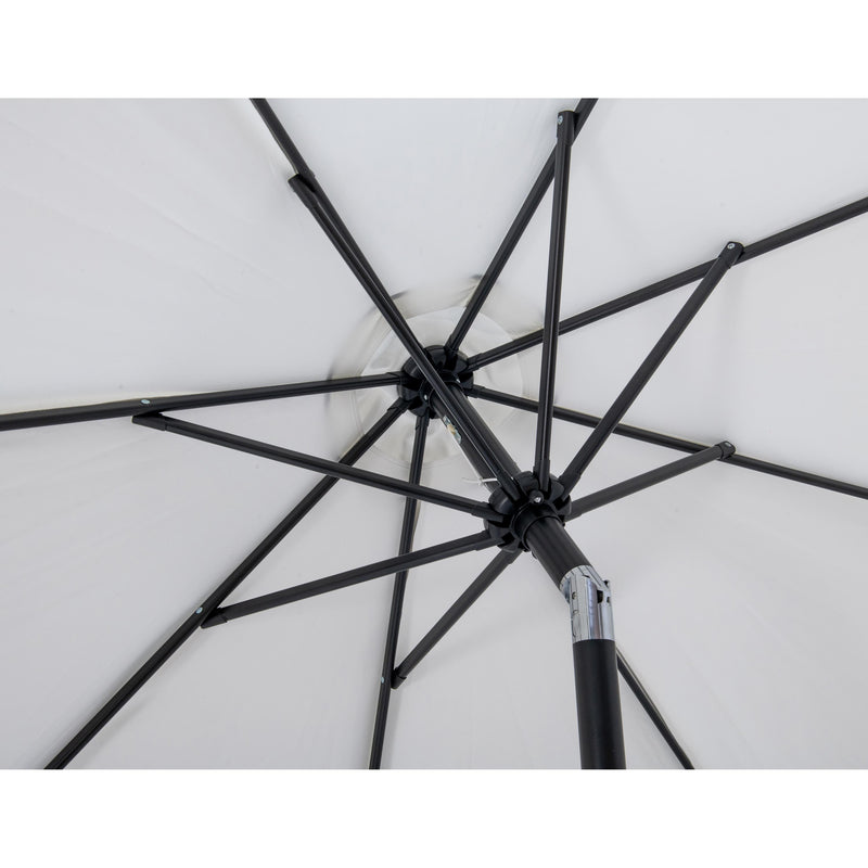 Meridian Amalfi White Fabric With Black Piping / Matte White Aluminum Patio Umbrella with Base Sets IMAGE 16