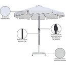 Meridian Amalfi White Fabric With Black Piping / Matte White Aluminum Patio Umbrella with Base Sets IMAGE 19