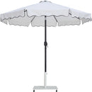 Meridian Amalfi White Fabric With Black Piping / Matte White Aluminum Patio Umbrella with Base Sets IMAGE 1