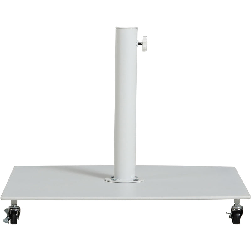 Meridian Amalfi White Fabric With Black Piping / Matte White Aluminum Patio Umbrella with Base Sets IMAGE 8