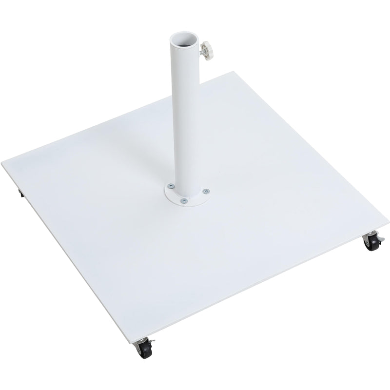 Meridian Amalfi White Fabric With Black Piping / Matte White Aluminum Patio Umbrella with Base Sets IMAGE 9