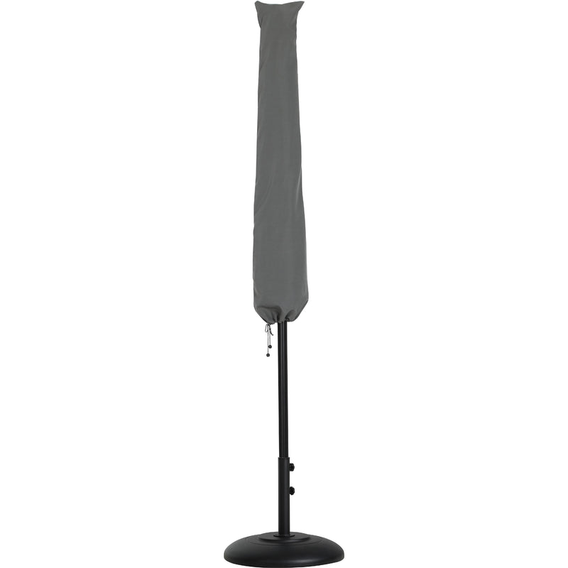 Meridian Amalfi White Fabric With Black Piping / Matte Black Aluminum Patio Umbrella with Base Sets IMAGE 12