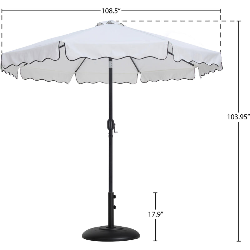 Meridian Amalfi White Fabric With Black Piping / Matte Black Aluminum Patio Umbrella with Base Sets IMAGE 16