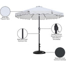 Meridian Amalfi White Fabric With Black Piping / Matte Black Aluminum Patio Umbrella with Base Sets IMAGE 17