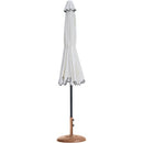 Meridian Amalfi White Fabric With Black Piping / Teak Aluminum Patio Umbrella with Base Sets IMAGE 11