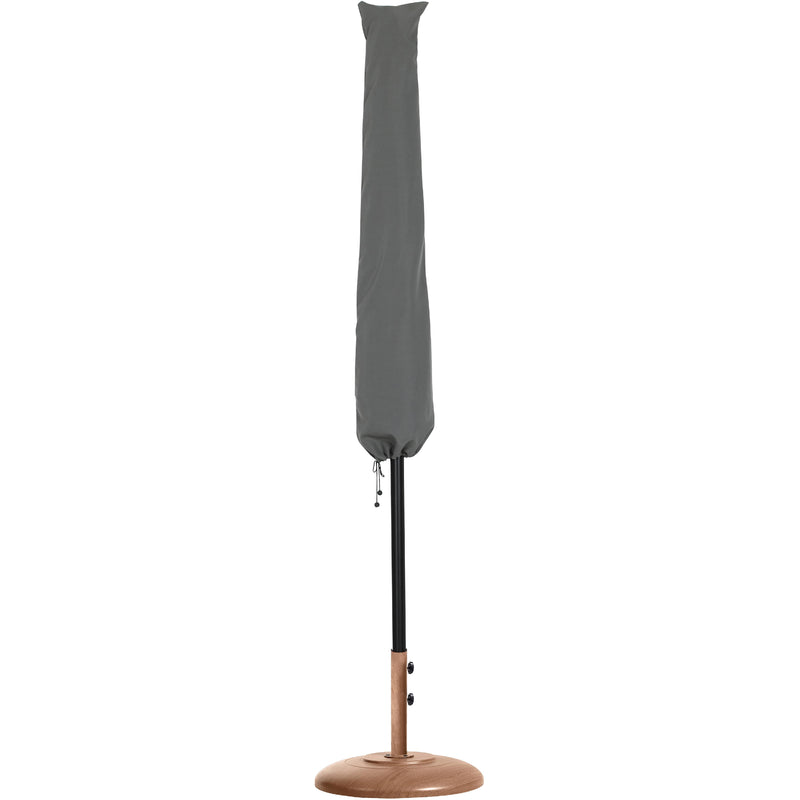 Meridian Amalfi White Fabric With Black Piping / Teak Aluminum Patio Umbrella with Base Sets IMAGE 12