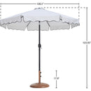 Meridian Amalfi White Fabric With Black Piping / Teak Aluminum Patio Umbrella with Base Sets IMAGE 16