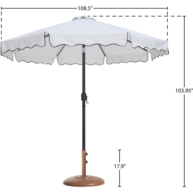 Meridian Amalfi White Fabric With Black Piping / Teak Aluminum Patio Umbrella with Base Sets IMAGE 16