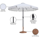 Meridian Amalfi White Fabric With Black Piping / Teak Aluminum Patio Umbrella with Base Sets IMAGE 17