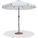 Meridian Amalfi White Fabric With Black Piping / Teak Aluminum Patio Umbrella with Base Sets IMAGE 1