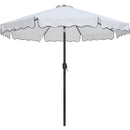 Meridian Amalfi White Fabric With Black Piping / Teak Aluminum Patio Umbrella with Base Sets IMAGE 3