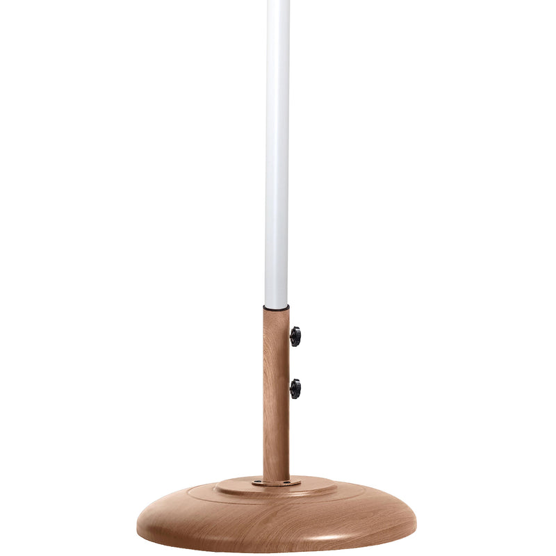 Meridian Amalfi White Fabric With Black Piping / Teak Aluminum Patio Umbrella with Base Sets IMAGE 4