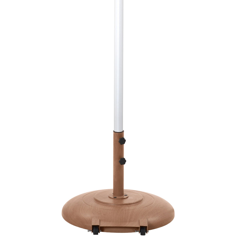 Meridian Amalfi White Fabric With Black Piping / Teak Aluminum Patio Umbrella with Base Sets IMAGE 5