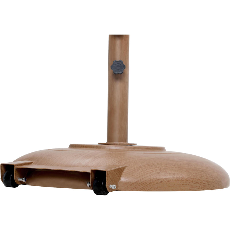 Meridian Amalfi White Fabric With Black Piping / Teak Aluminum Patio Umbrella with Base Sets IMAGE 7