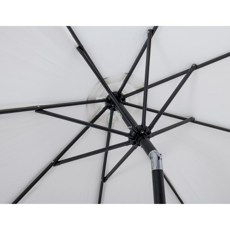 Meridian Amalfi White Fabric With Black Piping / Matte White Aluminum Patio Umbrella with Base Sets IMAGE 14