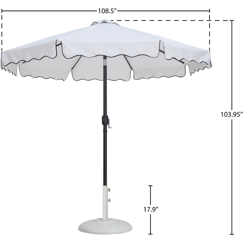 Meridian Amalfi White Fabric With Black Piping / Matte White Aluminum Patio Umbrella with Base Sets IMAGE 16