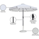 Meridian Amalfi White Fabric With Black Piping / Matte White Aluminum Patio Umbrella with Base Sets IMAGE 17