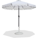 Meridian Amalfi White Fabric With Black Piping / Matte White Aluminum Patio Umbrella with Base Sets IMAGE 1
