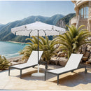 Meridian Amalfi White Fabric With Black Piping / Matte White Aluminum Patio Umbrella with Base Sets IMAGE 2