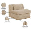  Meridian Stellar Beige Chenille Fabric Upholstered Modular Armless Chair IMAGE 9