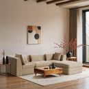  Meridian Stellar 114" Beige Chenille Fabric Upholstered 4 pc Modular Sectional IMAGE 2