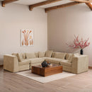  Meridian Stellar 114" Beige Chenille Fabric Upholstered 5 pc Modular Sectional IMAGE 2