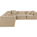  Meridian Stellar 114" Beige Chenille Fabric Upholstered 5 pc Modular Sectional IMAGE 4