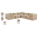  Meridian Stellar 114" Beige Chenille Fabric Upholstered 5 pc Modular Sectional IMAGE 9
