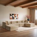  Meridian Stellar 152" Beige Chenille Fabric Upholstered 6 pc Modular Sectional IMAGE 2